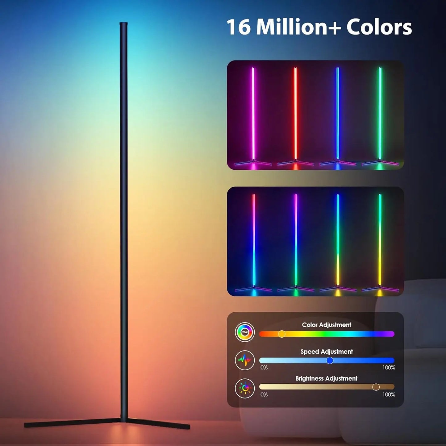 Smart RGB Dream Color Floor Lamp with Music Sync Color Changing With Remote Control