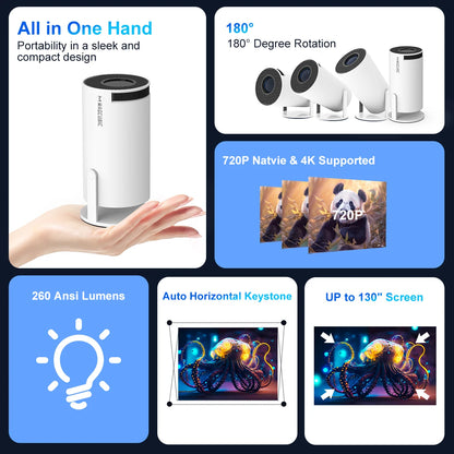 Portable Projector Pro 4K HD LED 2.4/5G WiFi